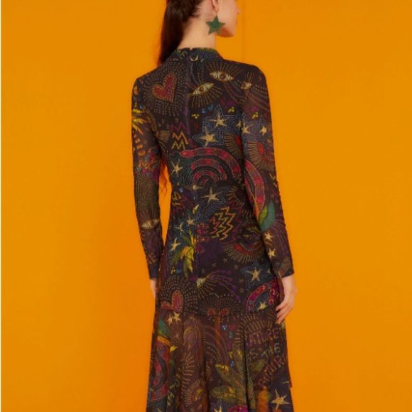 FARM Rio Black Amazonia Tulle Midi Dress - Picture 2 of 9